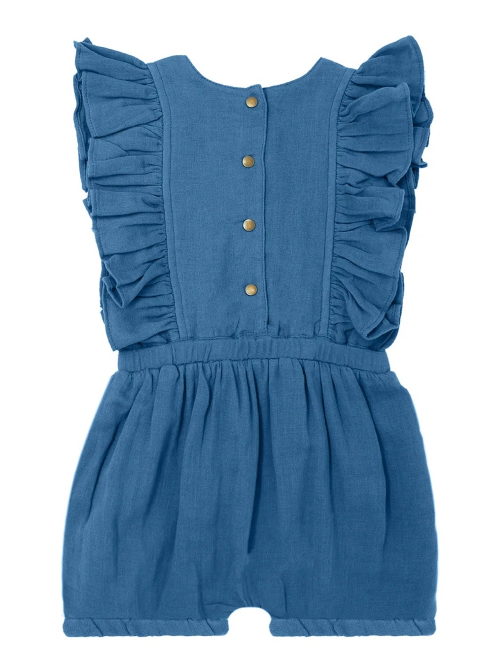 L'ovedbaby Organic Muslin Ruffle Bodysuit-Pacific Blue
